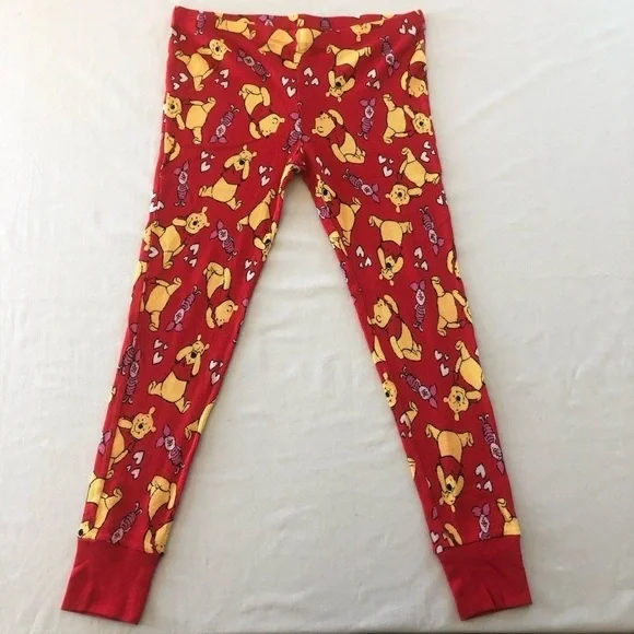 Disney Winnie The Pooh & Piglet Waffle Loungewear Pajamas Ladies Top L Bottom M - Picture 10 of 15